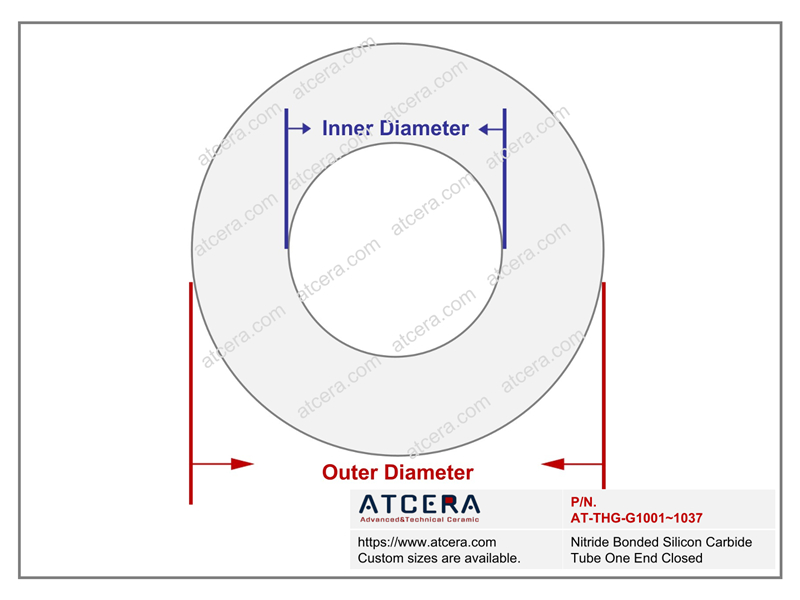 Drawing of Nitride Bonded Silicon Carbide Tube One End Closed