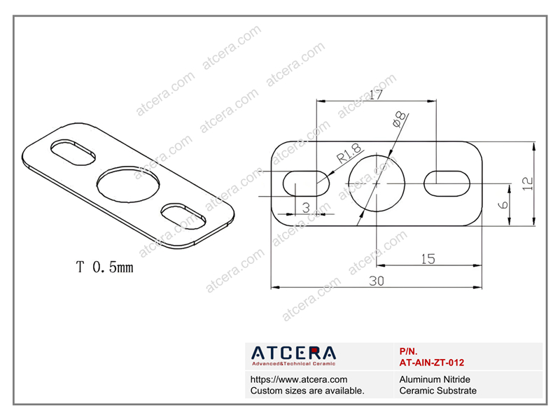 Drawing of AlN Substrate AT-AIN-ZT-012