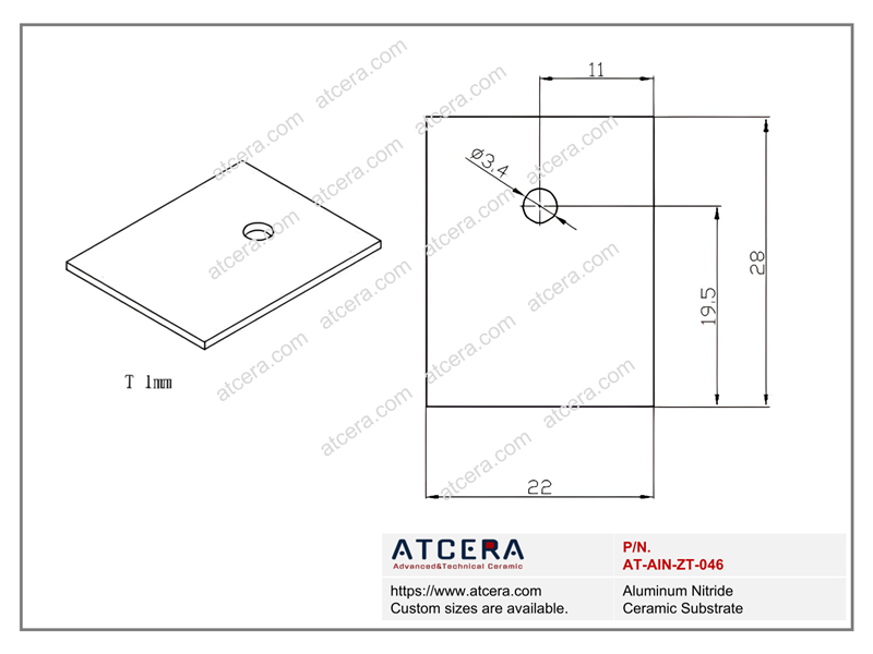 Drawing of AlN Substrate AT-AIN-ZT-046