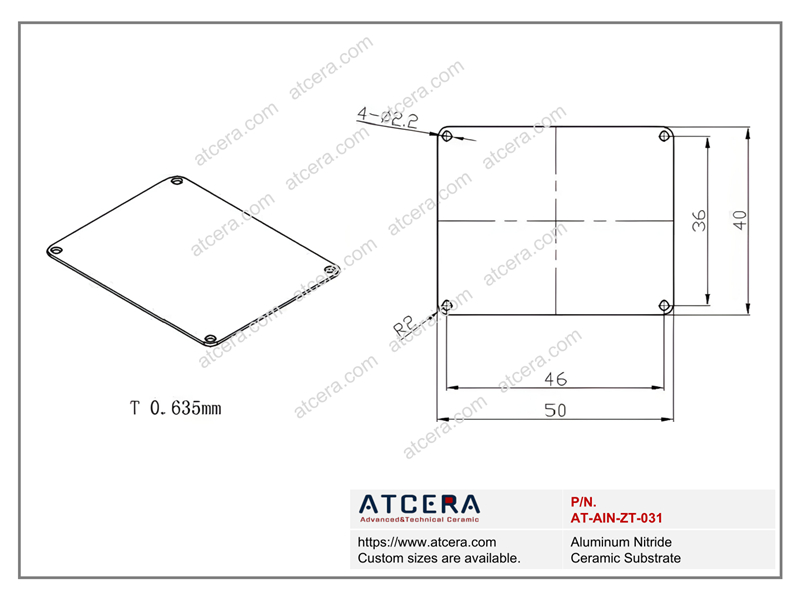 Drawing of AlN Substrate AT-AIN-ZT-031