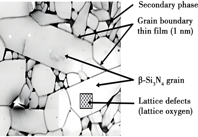 Microstructure typique du corps fritté en nitrure de silicium